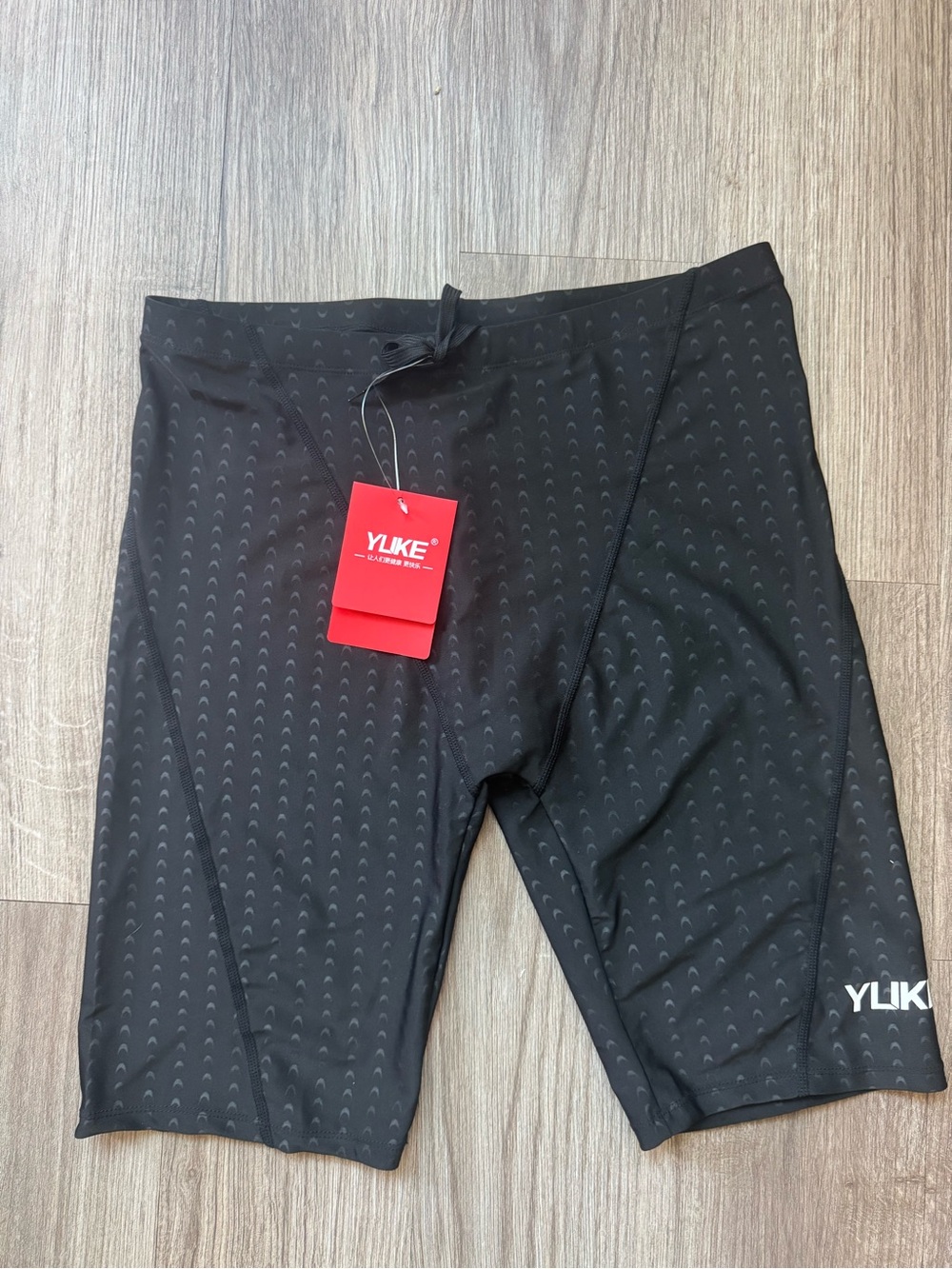 YLIKE NWT Mens Black Geometric Print Jammer Swim Trunks Shorts Size 3XL